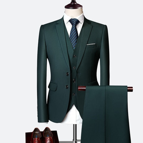 Wedding Prom Suit Green Slim Fit Tuxedo Men Formal Business Work Wear Suits