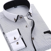 Men Fashion Casual Long Sleeved Printed shirt Slim Fit