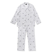 Cute Cartoon Q Print Lightweight Long Sleeve Pants Pajama Set Cute Home Wear Casual Wear Two Piece Set Men and Women Summer Light Weight