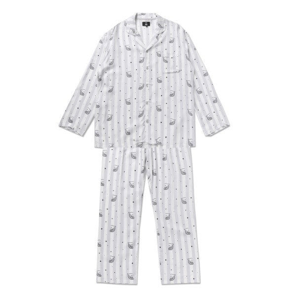 Cute Cartoon Q Print Lightweight Long Sleeve Pants Pajama Set Cute Home Wear Casual Wear Two Piece Set Men and Women Summer Light Weight