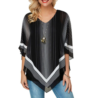 Summer New Women Chiffon Blouses V-Neck