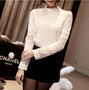 Women Blouses Slim Bottoming Long-sleeved White Shirt