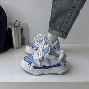 Cute Harajuku Sneakers Women's Running Shoes  blue Thick Platform Sneakers students Outdoor Casual pink Vulcanized Shoes