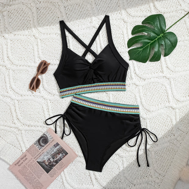 High-Waisted Adjustable String Bikini Set for Women
