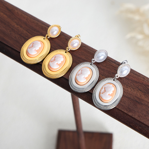 Women fashion trend titanium steel gold plated earring