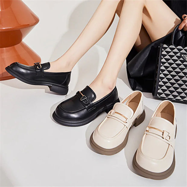 Single shoe shallow mouth thick heel
