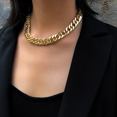 Punk Hip Hop Curb Cuban Thick Short Choker Necklace
