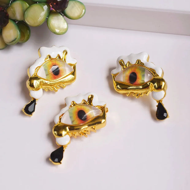 New Design Alloy Resin Eyes Charms Dangle Earrings for Women