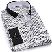 Men Fashion Casual Long Sleeved Printed shirt Slim Fit