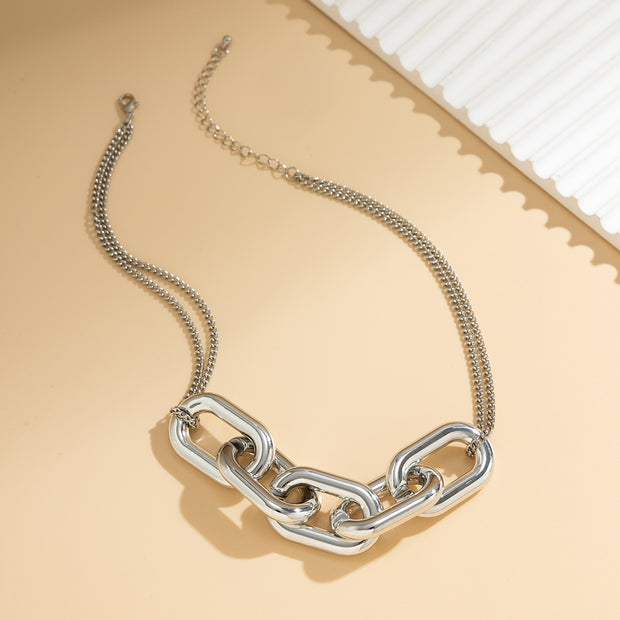 Geometric button versatile necklace for women