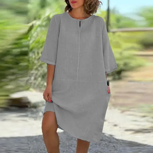 Cotton Linen Casual Summer Dress for Women Clothing Fashion Y2k Clothes Vintage Streetwear Comfortable Loose Harajuku Summer