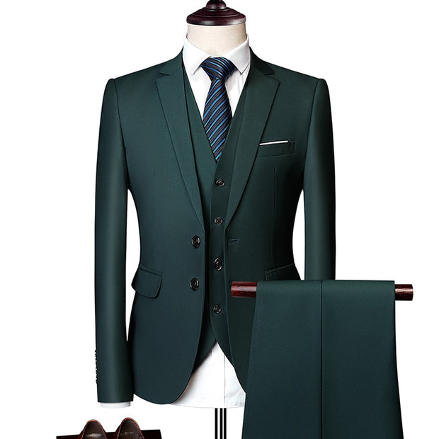 Wedding Prom Suit Green Slim Fit Tuxedo Men Formal Business Work Wear Suits