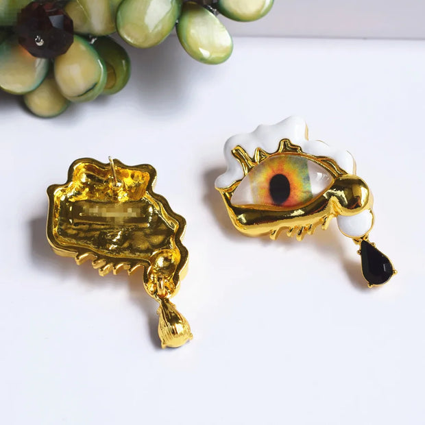 New Design Alloy Resin Eyes Charms Dangle Earrings for Women