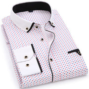 Men Fashion Casual Long Sleeved Printed shirt Slim Fit