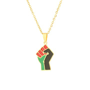 African Fist Symbol Pendant Necklace for Men and Women Geometric Titanium Steel Couple Necklace Fashion Jewelry