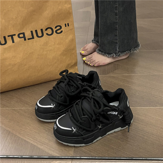 Cute Harajuku Sneakers Women's Running Shoes  blue Thick Platform Sneakers students Outdoor Casual pink Vulcanized Shoes