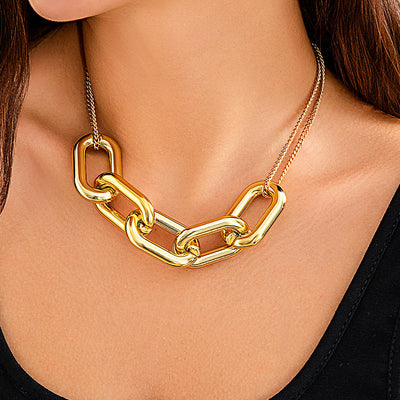 Geometric button versatile necklace for women