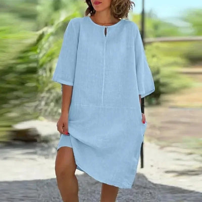 Cotton Linen Casual Summer Dress for Women Clothing Fashion Y2k Clothes Vintage Streetwear Comfortable Loose Harajuku Summer