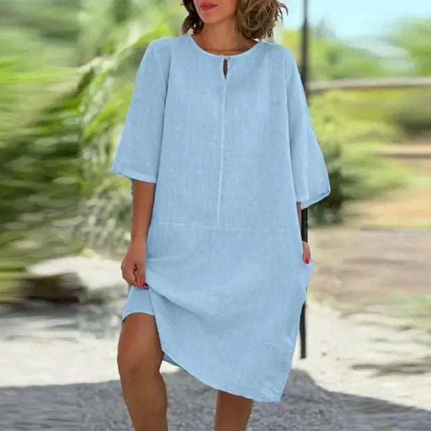 Cotton Linen Casual Summer Dress for Women Clothing Fashion Y2k Clothes Vintage Streetwear Comfortable Loose Harajuku Summer
