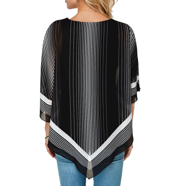 Summer New Women Chiffon Blouses V-Neck