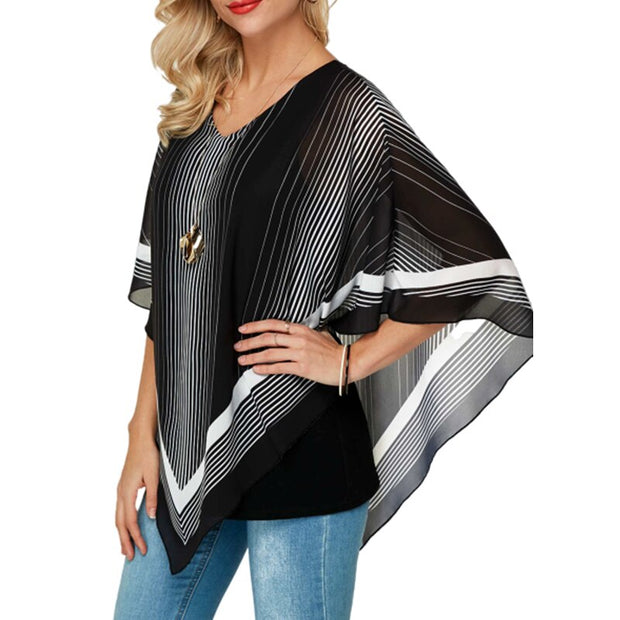 Summer New Women Chiffon Blouses V-Neck