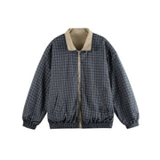 Plaid Two-Way Wear Stand Collar Loose Unisex Coach Jacket Men