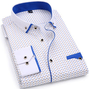 Men Fashion Casual Long Sleeved Printed shirt Slim Fit