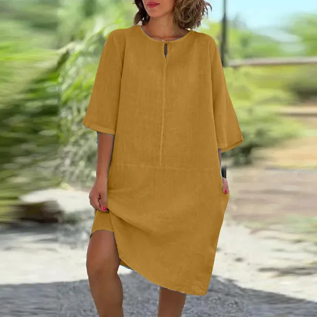 Cotton Linen Casual Summer Dress for Women Clothing Fashion Y2k Clothes Vintage Streetwear Comfortable Loose Harajuku Summer