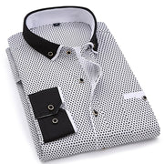 Men Fashion Casual Long Sleeved Printed shirt Slim Fit
