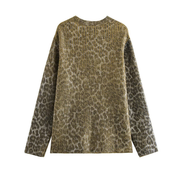 Autumn new women's clothing animal pattern metal hot stamping top knitted sweater for women