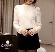 Women Blouses Slim Bottoming Long-sleeved White Shirt