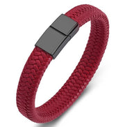 Men Jewelry Black/Brown Braided Leather Bracelet Stainless Steel Magnetic Clasp Fashion Bangles 18.5/22/20.5cm