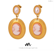 Women fashion trend titanium steel gold plated earring