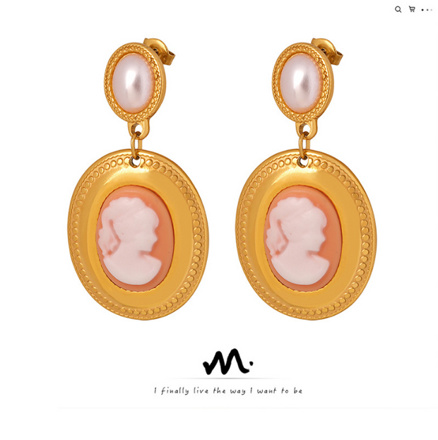 Women fashion trend titanium steel gold plated earring