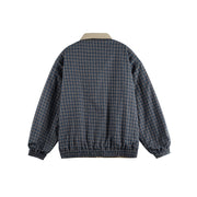 Plaid Two-Way Wear Stand Collar Loose Unisex Coach Jacket Men