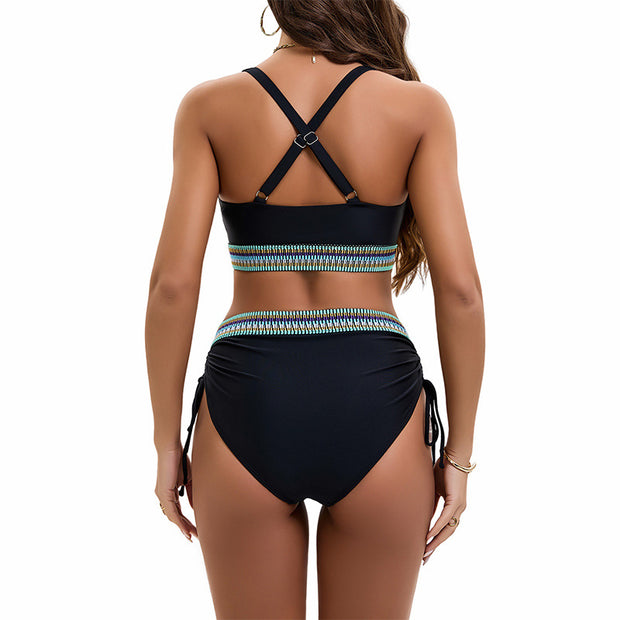 High-Waisted Adjustable String Bikini Set for Women
