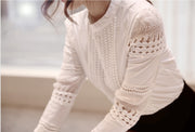 Women Blouses Slim Bottoming Long-sleeved White Shirt