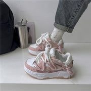 Cute Harajuku Sneakers Women's Running Shoes  blue Thick Platform Sneakers students Outdoor Casual pink Vulcanized Shoes