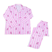 Cute Cartoon Q Print Lightweight Long Sleeve Pants Pajama Set Cute Home Wear Casual Wear Two Piece Set Men and Women Summer Light Weight