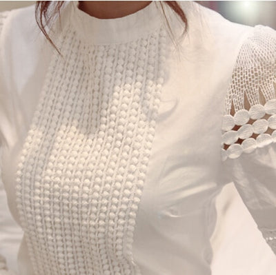 Women Blouses Slim Bottoming Long-sleeved White Shirt