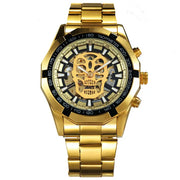Mechanical Watch Men Skull Golden Stainless Steel