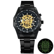 Mechanical Watch Men Skull Golden Stainless Steel